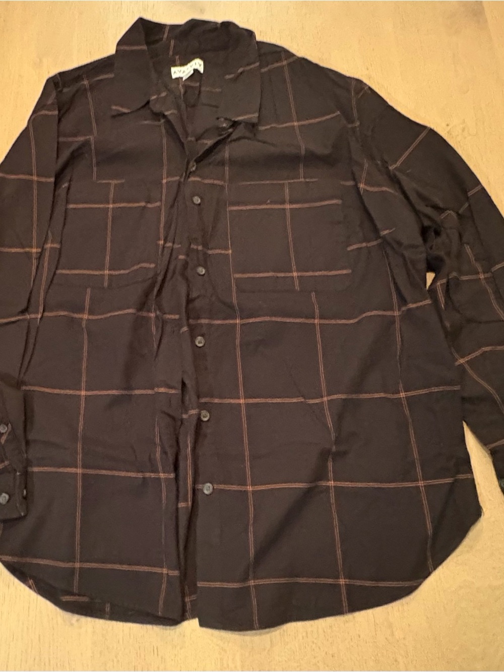 Ava & Viv Women’s Black Windowpane Button-Down Shirt XXL